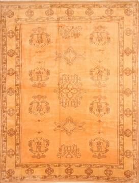 Turkish Oushak Orange Rectangle 10x12 ft Wool Carpet 28845