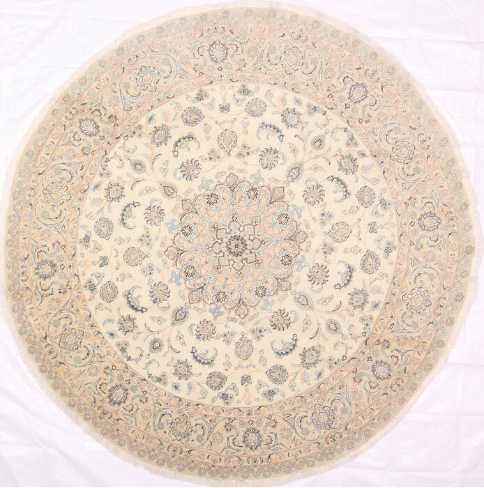 Nain Blue Round Hand Knotted 86 X 86  Area Rug 254-29103 Image 0