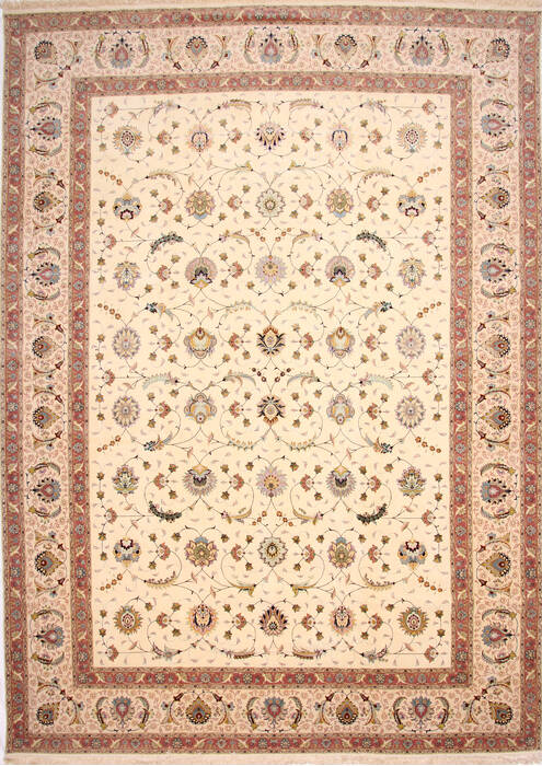 Tabriz Beige Hand Knotted 116 X 165  Area Rug 254-29169 Image 0
