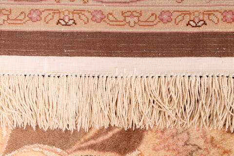 Tabriz Beige Hand Knotted 98 X 131  Area Rug 254-29213 Image 2