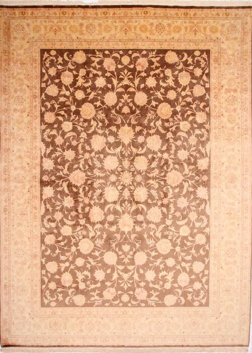 Tabriz Beige Hand Knotted 98 X 131  Area Rug 254-29213 Image 0