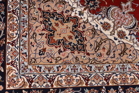 Isfahan Red Hand Knotted 100 X 133  Area Rug 254-29360 Image 1
