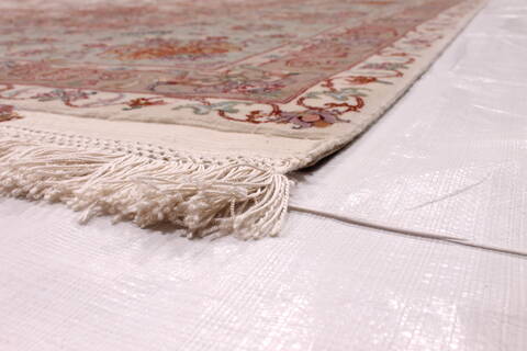 Tabriz Beige Hand Knotted 910 X 131  Area Rug 254-29366 Image 1