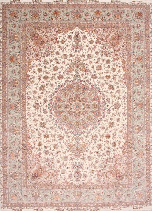 Tabriz Beige Hand Knotted 910 X 131  Area Rug 254-29366 Image 0