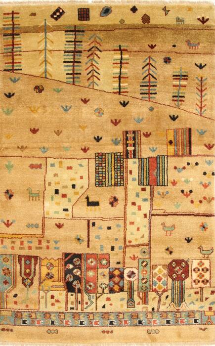 Modern Beige Hand Knotted 41 X 65  Area Rug 250-29423 Image 0