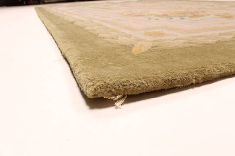 Aubusson Green Hand Knotted 90 X 120  Area Rug 250-29443 Image 5