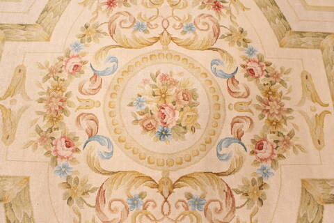 Aubusson Green Hand Knotted 90 X 120  Area Rug 250-29443 Image 7