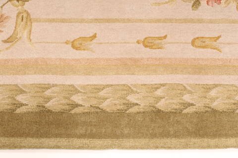 Aubusson Green Hand Knotted 90 X 120  Area Rug 250-29443 Image 8