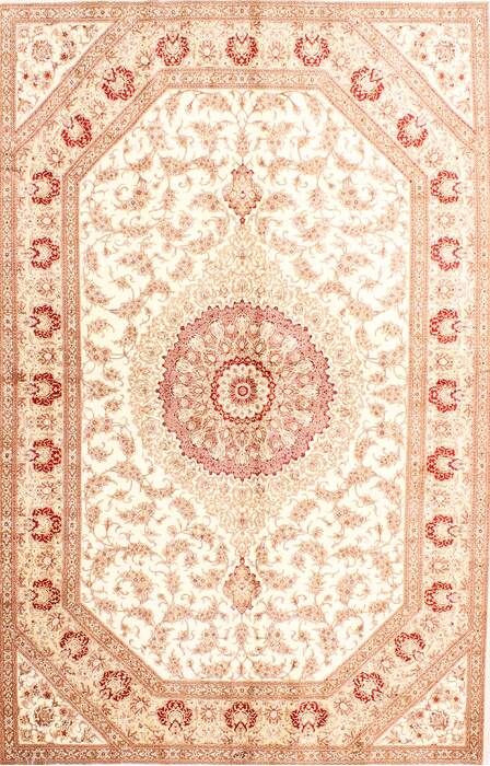 Qum Beige Hand Knotted 51 X 80  Area Rug 254-29501 Image 0
