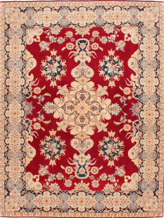 Tabriz Beige Hand Knotted 51 X 68  Area Rug 254-29536 Image 0