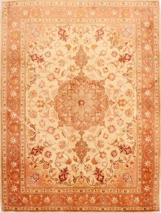 Tabriz Beige Hand Knotted 410 X 66  Area Rug 254-29537 Image 0