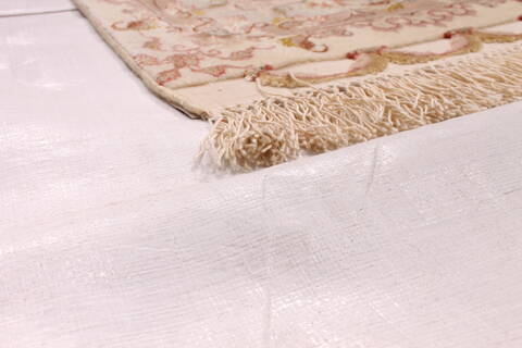 Tabriz Beige Hand Knotted 82 X 100  Area Rug 254-29591 Image 1