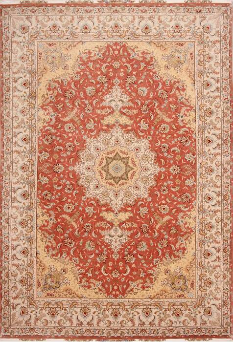 Tabriz Beige Hand Knotted 81 X 120  Area Rug 254-29603 Image 0