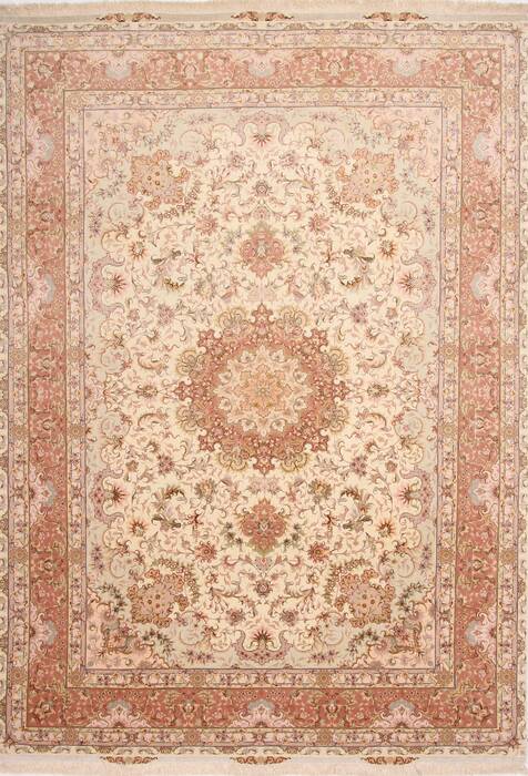 Tabriz Beige Hand Knotted 82 X 117  Area Rug 254-29609 Image 0