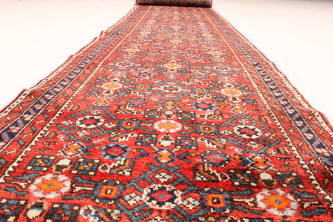 Hossein Abad Blue Runner Hand Knotted 29 X 173  Area Rug 250-29619 Image 2