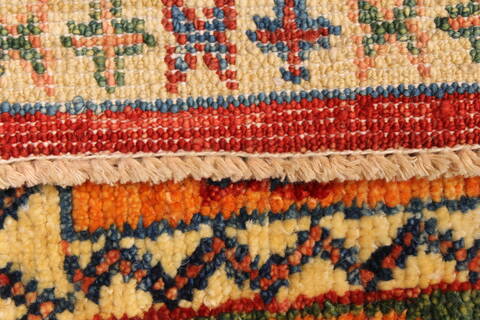 Kazak Multicolor Runner Hand Knotted 28 X 118  Area Rug 250-29647 Image 3