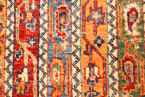 Kazak Multicolor Runner Hand Knotted 28 X 118  Area Rug 250-29647 Image 7