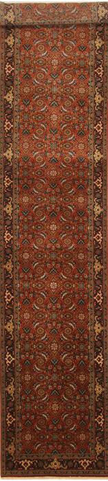 Herati Brown Runner Hand Knotted 26 X 120  Area Rug 250-29649 Image 0