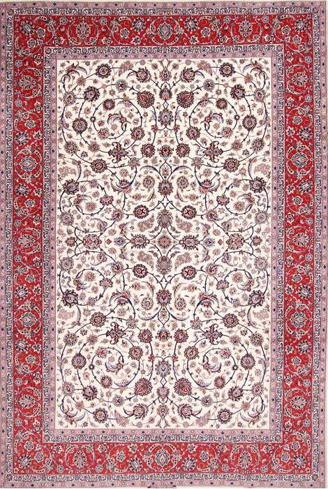 Isfahan White Hand Knotted 86 X 125  Area Rug 254-29664 Image 0