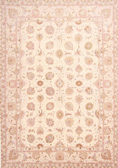 Tabriz Beige Hand Knotted 84 X 118  Area Rug 254-29666 Image 0