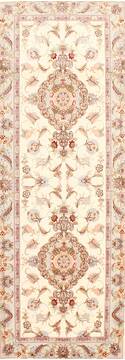 Persian Tabriz Beige Runner 6 to 9 ft Wool Carpet 29734