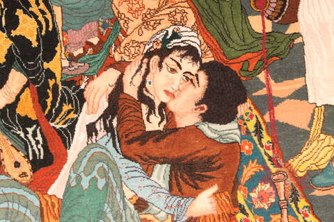 Tabriz Multicolor Square Hand Knotted 88 X 104  Area Rug 254-29792 Image 4
