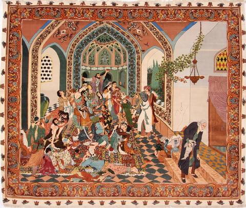 Tabriz Multicolor Square Hand Knotted 88 X 104  Area Rug 254-29792 Image 0