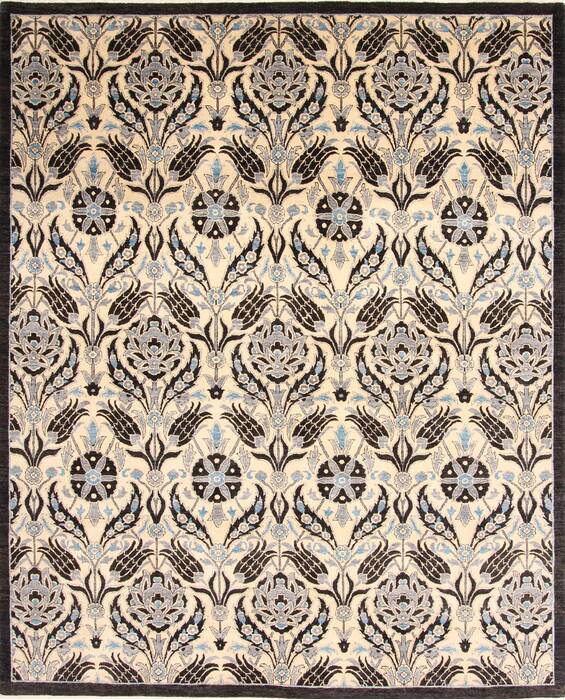 Modern Black Hand Knotted 81 X 98  Area Rug 254-29841 Image 0