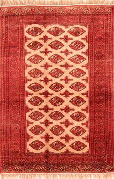Turkman Red Hand Knotted 4'6" X 6'6"  Area Rug 100-29887