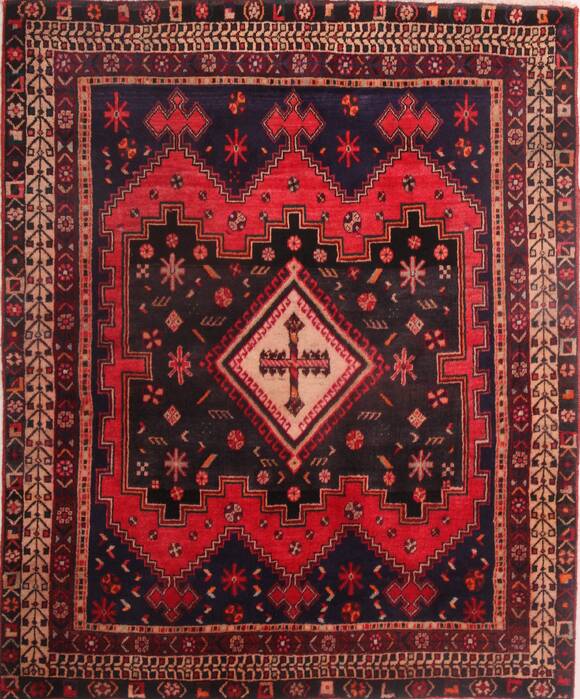 Afshar Red Hand Knotted 42 X 50  Area Rug 400-30153 Image 0