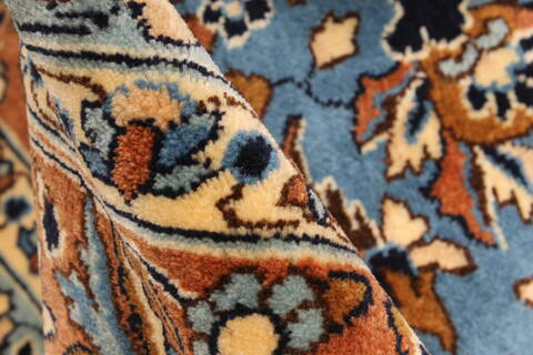 Kerman Blue Hand Knotted 119 X 214  Area Rug 250-30225 Image 3