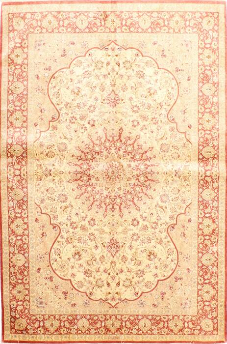 Qum Red Hand Knotted 45 X 67  Area Rug 254-30285 Image 0