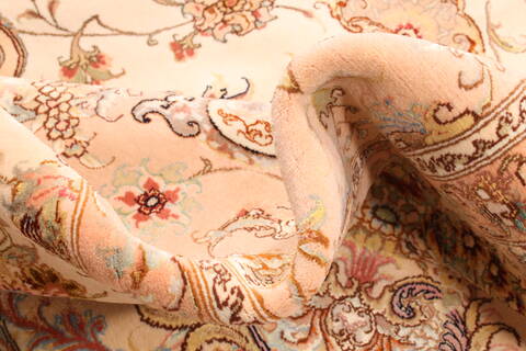 Tabriz Beige Hand Knotted 131 X 165  Area Rug 254-30299 Image 12