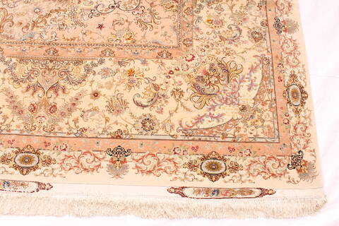 Tabriz Beige Hand Knotted 131 X 165  Area Rug 254-30299 Image 1