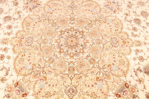 Tabriz Beige Hand Knotted 131 X 165  Area Rug 254-30299 Image 2