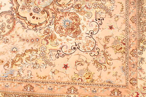 Tabriz Beige Hand Knotted 131 X 165  Area Rug 254-30299 Image 4