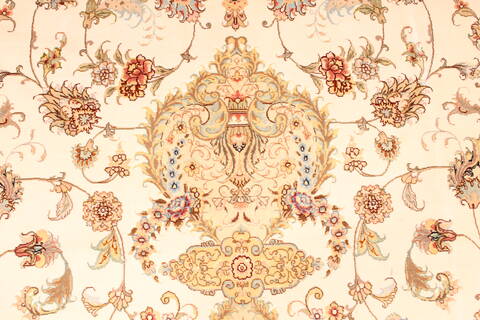 Tabriz Beige Hand Knotted 131 X 165  Area Rug 254-30299 Image 5