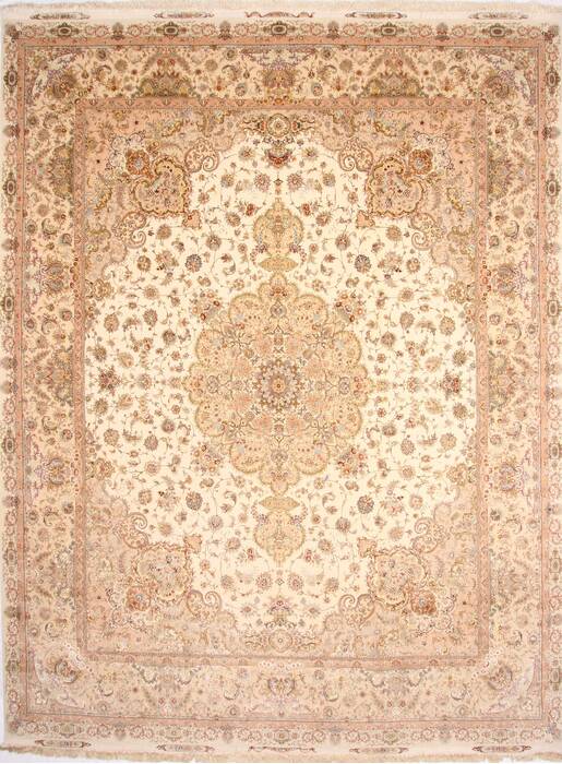 Tabriz Beige Hand Knotted 131 X 165  Area Rug 254-30299 Image 0