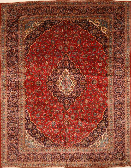 Kashan Red Hand Knotted 116 X 149  Area Rug 250-30376 Image 0