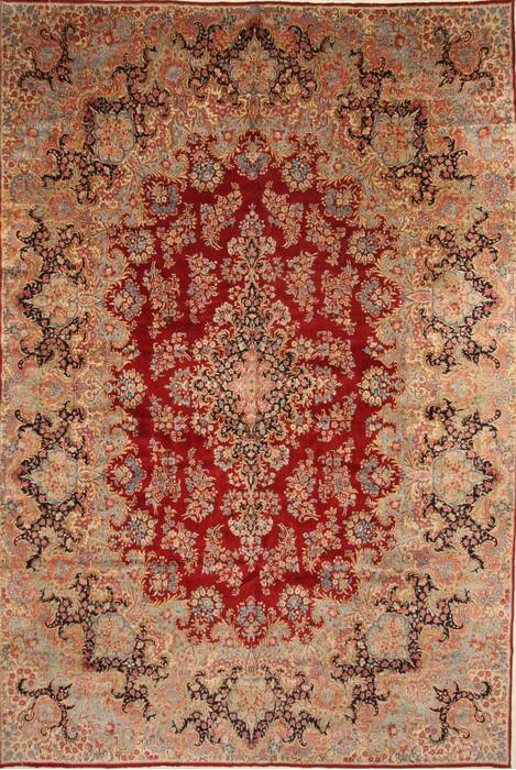Kerman Red Hand Knotted 112 X 168  Area Rug 250-30391 Image 0