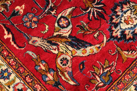 Mashad Red Hand Knotted 110 X 146  Area Rug 250-30392 Image 12
