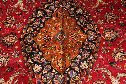 Mashad Red Hand Knotted 110 X 146  Area Rug 250-30392 Image 14