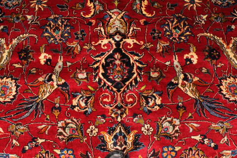 Mashad Red Hand Knotted 110 X 146  Area Rug 250-30392 Image 3