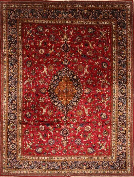 Mashad Red Hand Knotted 110 X 146  Area Rug 250-30392 Image 0