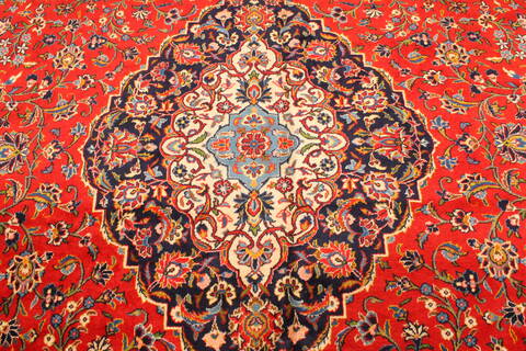 Kashan Red Hand Knotted 112 X 163  Area Rug 250-30407 Image 7