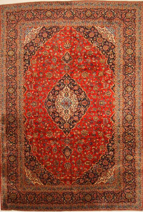 Kashan Red Hand Knotted 112 X 163  Area Rug 250-30407 Image 0