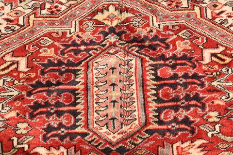 Heriz Red Hand Knotted 112 X 149  Area Rug 250-30413 Image 1