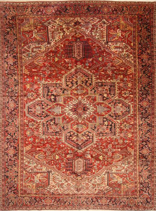 Heriz Red Hand Knotted 112 X 149  Area Rug 250-30413 Image 0