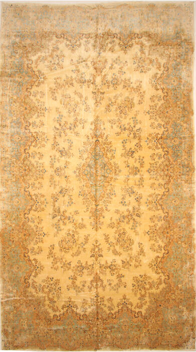 Kerman Beige Hand Knotted 114 X 203  Area Rug 250-30423 Image 0