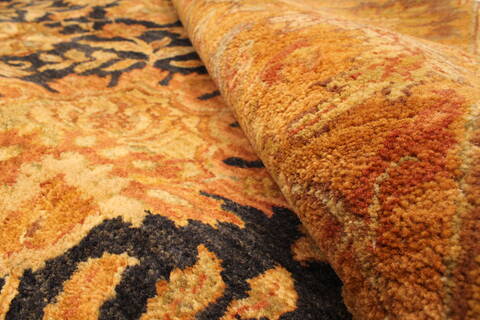 Agra Beige Hand Knotted 99 X 139  Area Rug 250-30427 Image 1